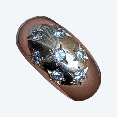 Vintage Bague Dôme Jonc  en  Or blanc 18k sertie de diamants, 6.01 grammes  CIRCA 1980