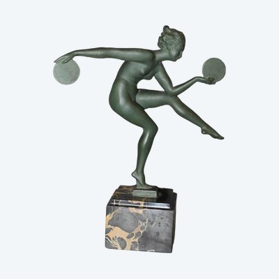 Danseuse Art Déco en Fonte d'Art par Derenne vers 1930