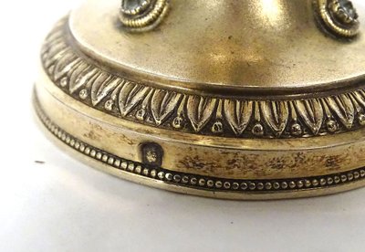 Sick travel ciborium silver vermeil Minerve stones Rhine cross 19th century