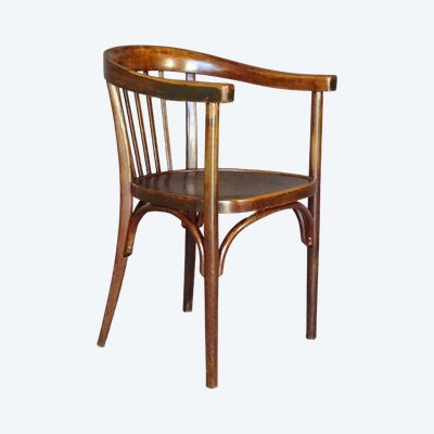 Holz-gebogener Bistro-Sessel von JAPY, Frankreich 1935, Nr. Baumann, Nr. Fischel