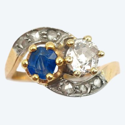 Toi & Moi sapphire and diamond ring - Late 19th century