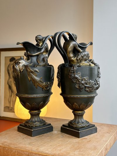 Bronze Water and Wine Vases after Sigisbert François Michel