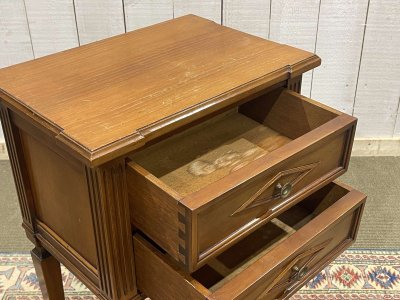 Louis XVI-style cherrywood bedside table from the 1950s