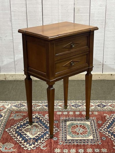 Louis XVI-style cherrywood bedside table from the 1950s