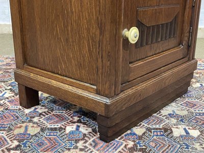 Art Deco oak bedside table with marble top from the 1930s