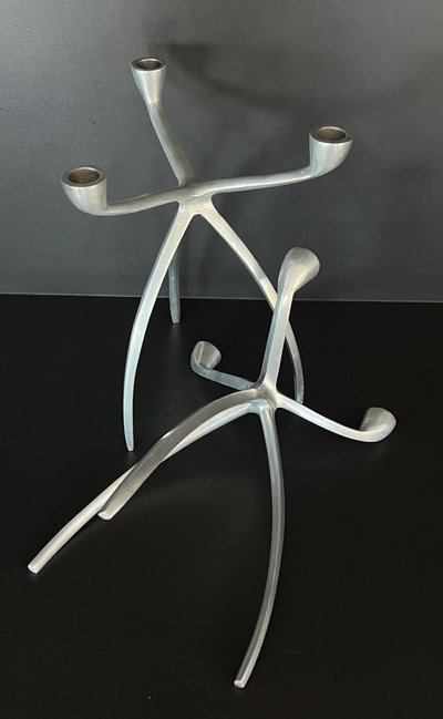 Aluminium tripod candlesticks for De Bijenkorf, Netherlands 1970s