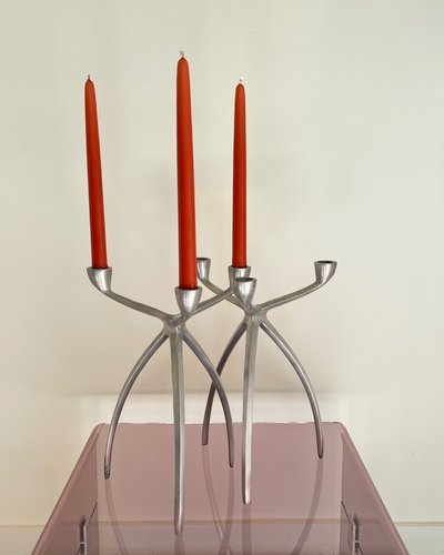 Aluminium tripod candlesticks for De Bijenkorf, Netherlands 1970s