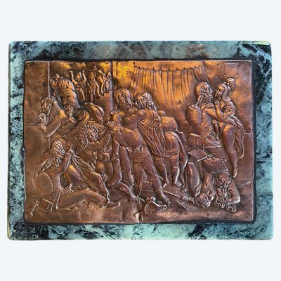 The Orgy of the Dragons, Beautiful Relief Plaque on Copper, Late 19th Century