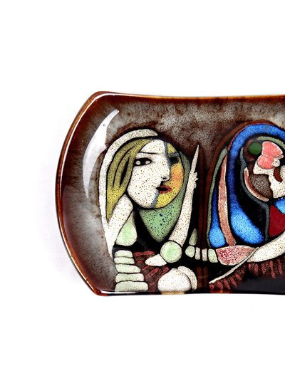 Vassoio tascabile in ceramica smaltata nello stile del surrealismo anni '90 di Picasso