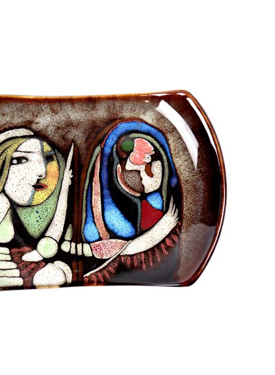 Vassoio tascabile in ceramica smaltata nello stile del surrealismo anni '90 di Picasso