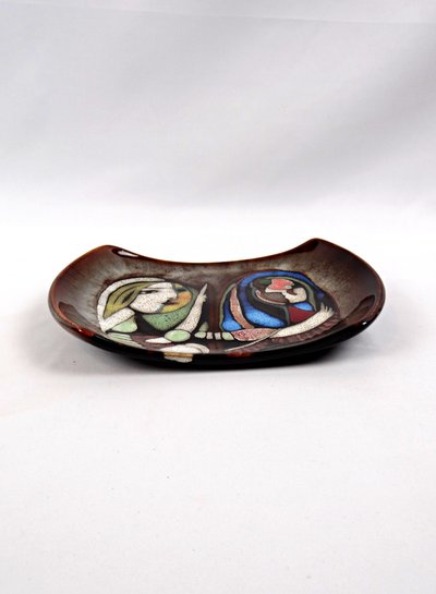 Vassoio tascabile in ceramica smaltata nello stile del surrealismo anni '90 di Picasso