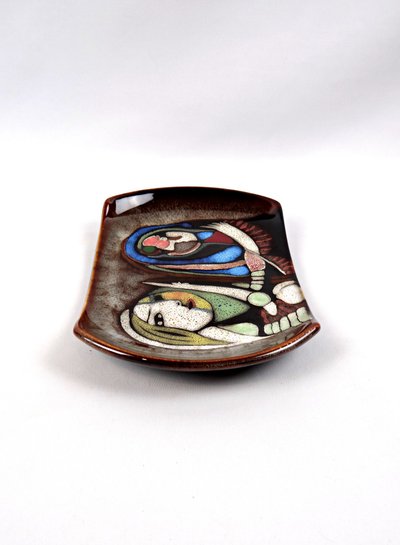 Vassoio tascabile in ceramica smaltata nello stile del surrealismo anni '90 di Picasso