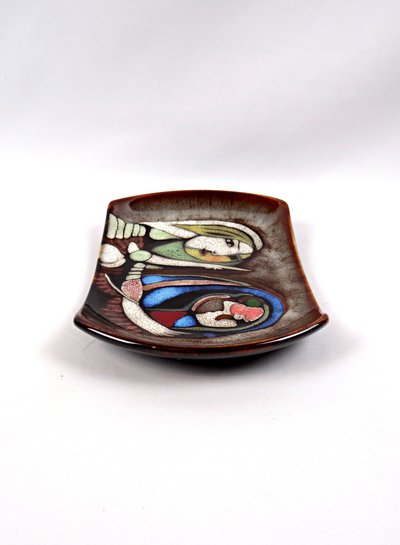 Vassoio tascabile in ceramica smaltata nello stile del surrealismo anni '90 di Picasso