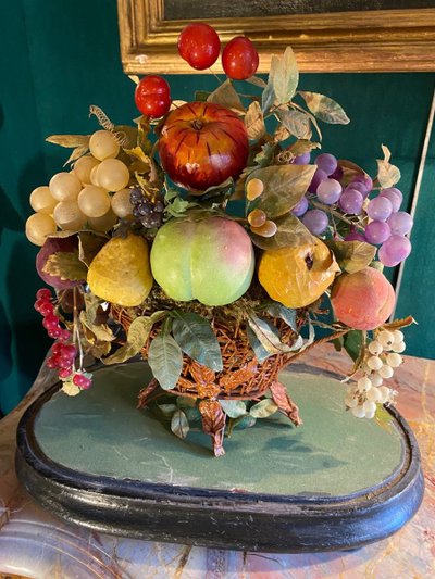 Napoleon III Globe with Fruit Basket in Papier-Mâché
