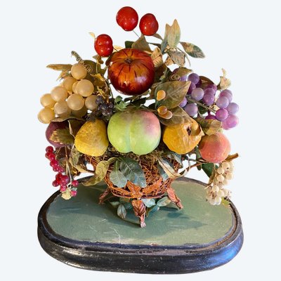 Globe Napoléon III Au Panier De Fruits En Papier Mâché