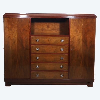 Bibliothèque en noyer Louis Majorelle (1859-1926) époque Art Déco