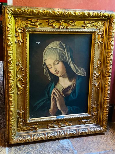 Beautiful 17th Century Italian Portrait of the Virgin Mary attributed to Solferato