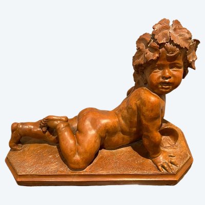 Grande Terre Cuite De Bacchus Enfant, Fin Du XIX Eme Siècle