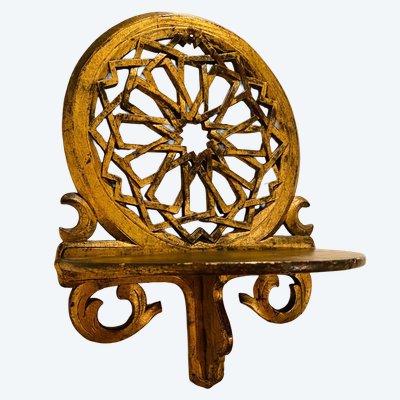 Gilded Wooden Wall Shelf, Kavukluk, Turban Holder, First Half of the 20th Century