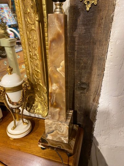 Pair of Egyptian Onyx Obelisks, Circa 1970, Mounted as Lamps