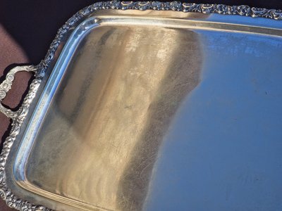 Pair of large silver-plated serving trays