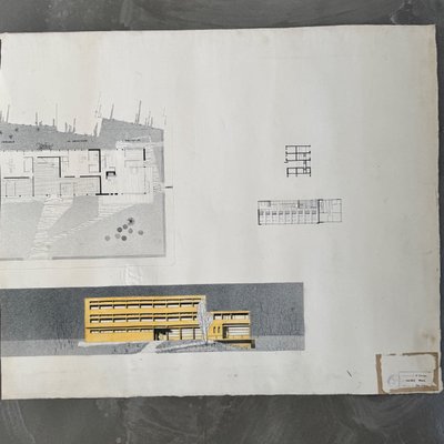 Projet dessin d’architecture 1960 par René Vachez façade d’immeuble
