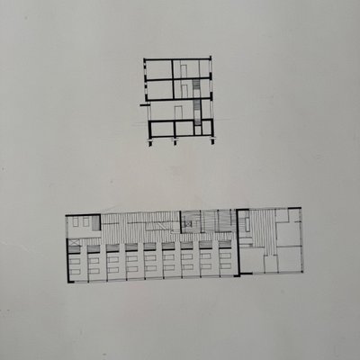 Projet dessin d’architecture 1960 par René Vachez façade d’immeuble