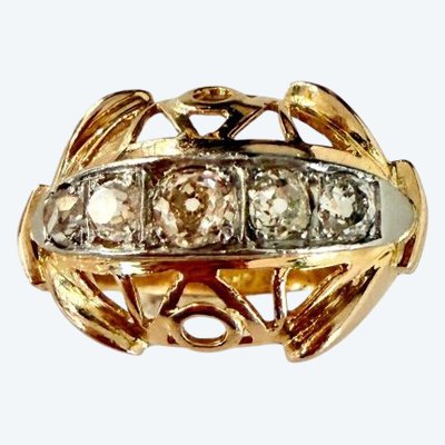 Ring aus Gold , Platin und Diamant um 1950