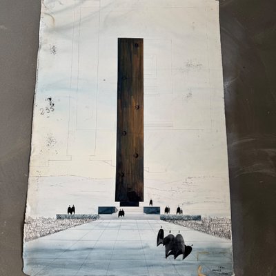 Architectural drawing project from 1960 by René Vachez depicting a tower