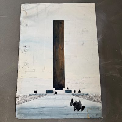 Architectural drawing project from 1960 by René Vachez depicting a tower