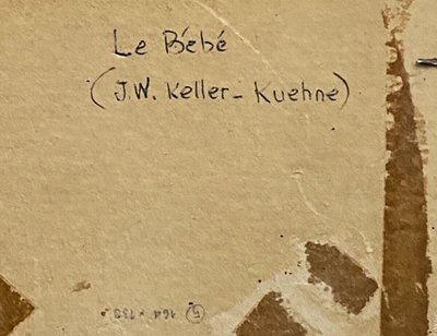 Dessin par Josef Woldemar Keller-Kühne éléphants XXe Le bébé