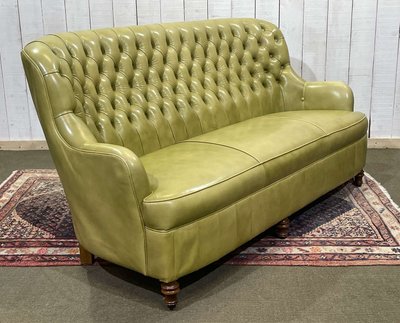 3-seater Chesterfield sofa in olive green leather