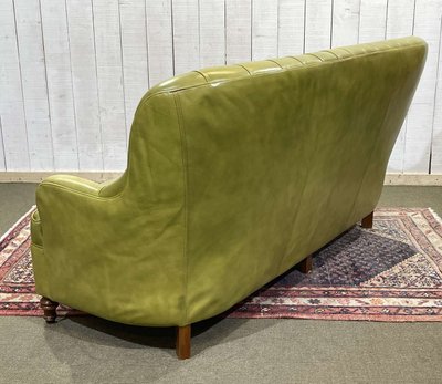 3-seater Chesterfield sofa in olive green leather