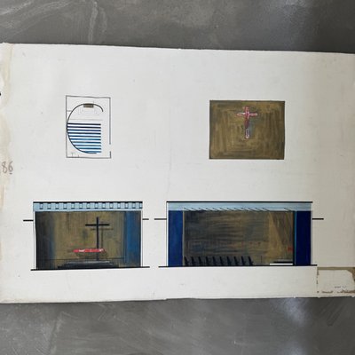 Architectural drawing project 1960 by René Vachez, church facade