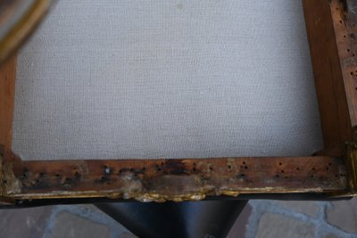 Pair of Louis XIV style gilded wood stools with struts