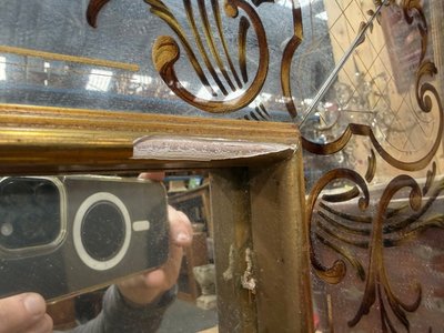 Specchio bistrot Art Nouveau in vetro églomisé