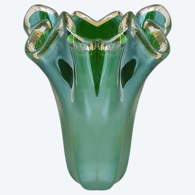 Vase en verre de Murano "Fazzoletto" exquis des années 1970 par Dogi. Fabriqué en Italie