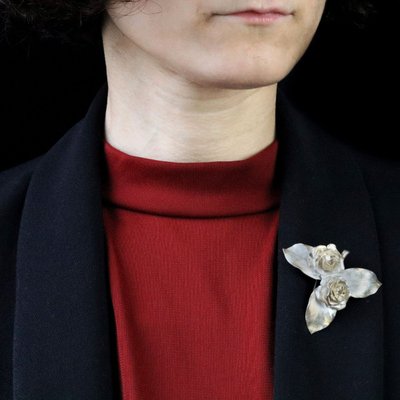 Broche ancienne argent boutons de rose Georges Renée Lecomte