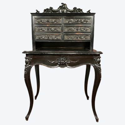 Napoleon III desk in carved and blackened wood 19th century