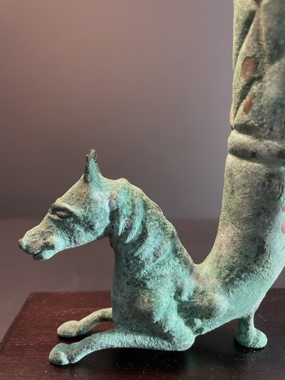 Bactrian civilization, 400 B.C., bronze rhyton decorated with a horse bust.