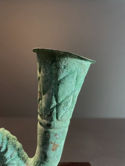 Bactrian civilization, 400 B.C., bronze rhyton decorated with a horse bust.
