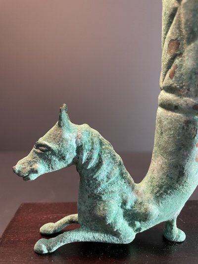 Bactrian civilization, 400 B.C., bronze rhyton decorated with a horse bust.