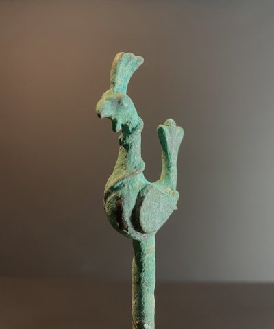 Bactria, 3rd century B.C., bronze hairpin decorated with a stylized bird.