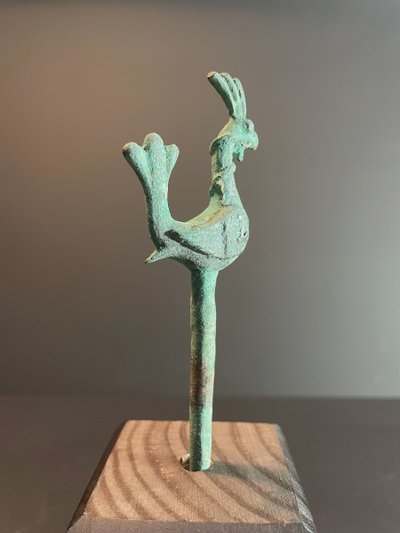 Bactria, 3rd century B.C., bronze hairpin decorated with a stylized bird.