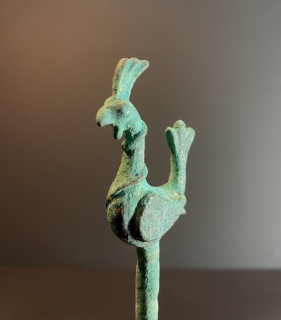 Bactria, 3rd century B.C., bronze hairpin decorated with a stylized bird.