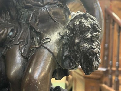 Bronze by Moreau, 1950s, depicting two children