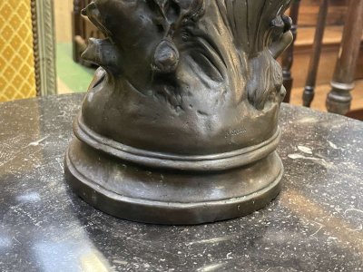 Bronze by Moreau, 1950s, depicting two children