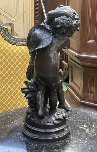 Bronze by Moreau, 1950s, depicting two children
