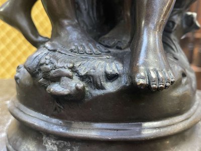 Bronze by Moreau, 1950s, depicting two children