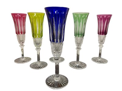 6 SAINT LOUIS CRYSTAL CHAMPAGNE FLUTES MODEL TOMMY H: 20.5